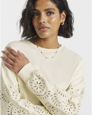 Simply Be Cut Work Sleeve Sweatshirt - White