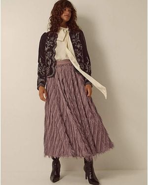 Monsoon Fayana Fringe A-Line Midi Skirt - Brown