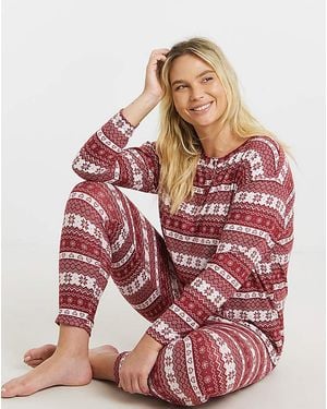 Simply Be Brushed Rib Lounge Set - Red