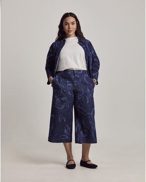 Julipa Printed Denim Cropped Trousers - Blue