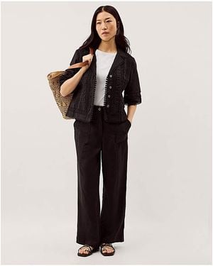 Monsoon Jolie Straight Linen Trousers - Black