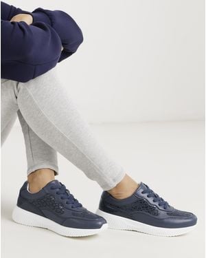 Heavenly Soles Lace Up Trainer Detail E Fit - Blue