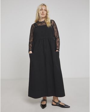 Simply Be Covered Buckle Dungaree Dress - Black