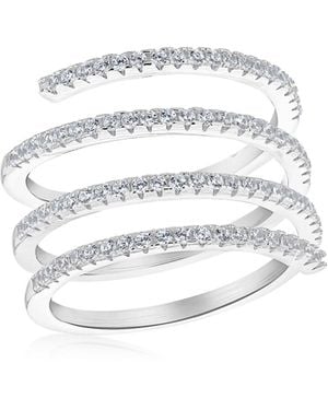 iJewel Sterling Cz Band Spriral Ring - White