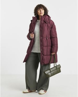 Simply Be Longline Padded Coat - Red