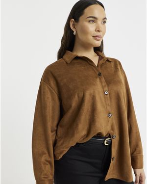 Simply Be Suede Shirt - Brown
