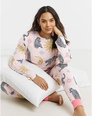 Chelsea Peers Crew Neck Pj Set - Multicolour