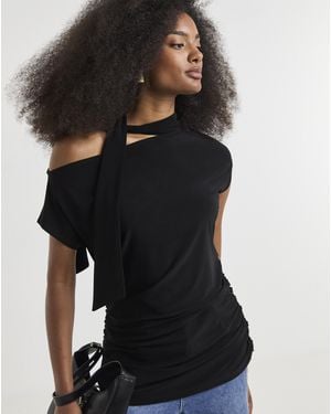 Simply Be Off The Shoulder Scarf Top - Black