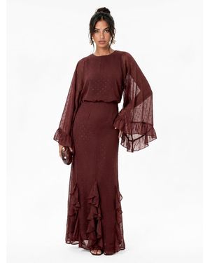 Anaya with love Anaya Oversized Sleeve Ruffle Maxi Dress - Red