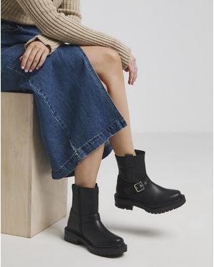 Simply Be Multi Buckle Ankle Biker Boot Ex Wide - Blue