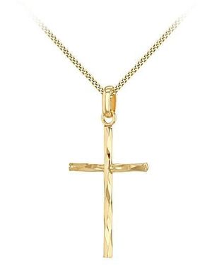 iJewel 9 Carat Cross Pendant On Chain - White