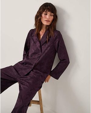 Monsoon Rory Floral Satin Blazer - Purple