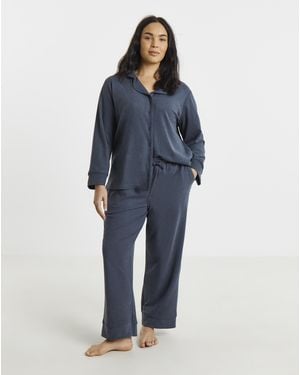 Pretty Secrets Brushed Rib Pyjama Set - Blue