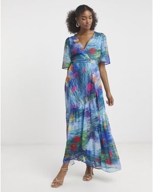 Hope & Ivy Felicia Wrap Maxi Dress - Blue