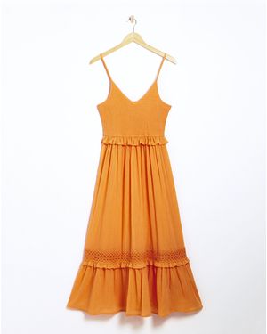 Figleaves Shirred Maxi Beach Dress - Metallic