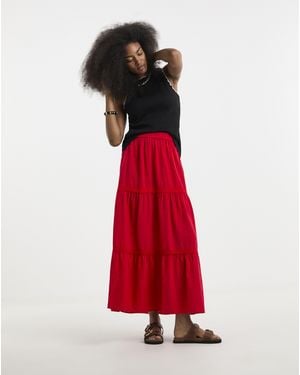 Pieces Tohime High Woven Skirt Lacetapes - Red
