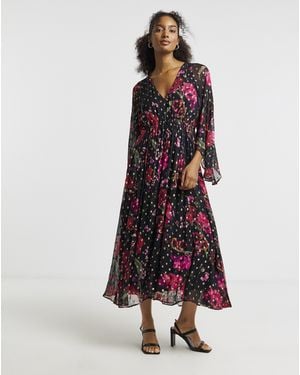Joanna Hope Lurex Printed Maxi Dress - Red