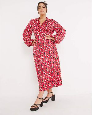 Little Mistress Geometric Wrap Dress - Red