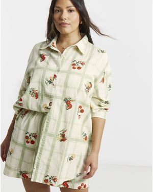 Simply Be Fruit Print Boxy Shirt - Natural