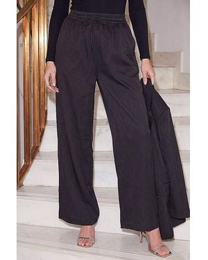 Roman Roman Textured Wide Leg Trouser - Blue