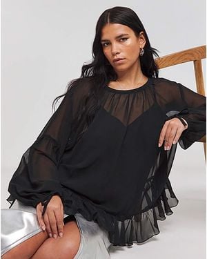 Simply Be Romantic Georgette Blouse - Black