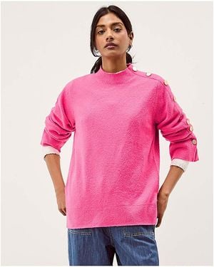 Monsoon Breda Funnel Neck Button Jumper - Pink