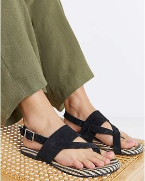 Simply Be Toe Post Sandals Extra Wide Fit - Green