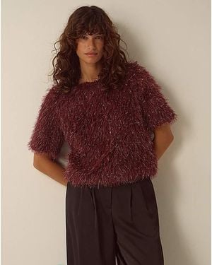 Monsoon Terri Short Sleeve Fringe Top - Brown
