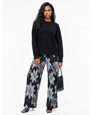 Lovedrobe Floral Print Palazzo Trousers - Black