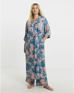 Figleaves Printed Viscose Maxi Gown - Blue
