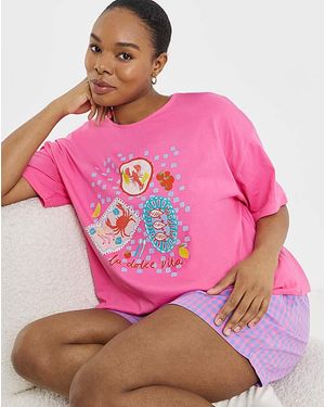 Simply Be Gingham Summer Short Set - Pink