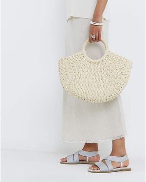 Simply Be Elasticated Flat Sandals Wide Fit - White
