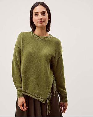 Monsoon Fey Asymmetrical Fringe Jumper - Green
