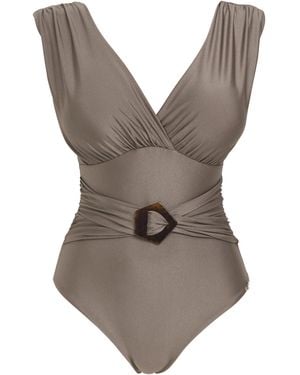 Joanna Hope Plunge Swimsuit - Grey