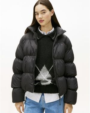Tommy Hilfiger Rouched Puffer Down Jacket - Black