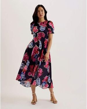 Ted Baker Sauzal Midi Tea Dress - Red