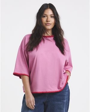 Simply Be Whipstitch Tee - Pink