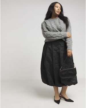 Joanna Hope Textured Bubble Hem Skirt - Black