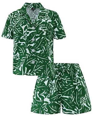 Pour Moi Pour Moi Double Cloth Revere Pyjama Set - Green