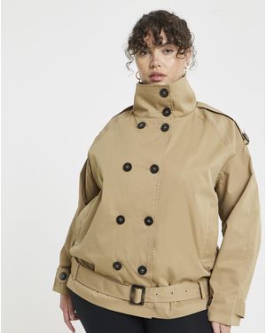 Simply Be Short Trench Coat - Brown