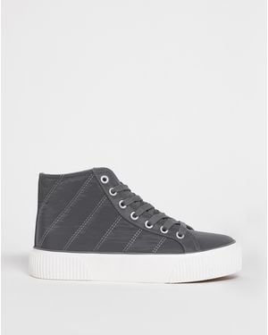 Simply Be Quilted Hi Top Trainers Wide Fit - Grey