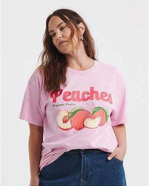 Simply Be Peaches Slogan T-Shirt - Pink