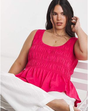 Simply Be Shirred Peplum Vest - Pink