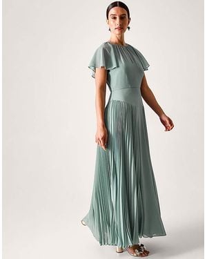 Monsoon Sleeve Pleated Bridesmaid Dress - Green