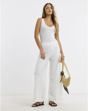 Pieces Bonnie High Waist Jersey Trousers - White