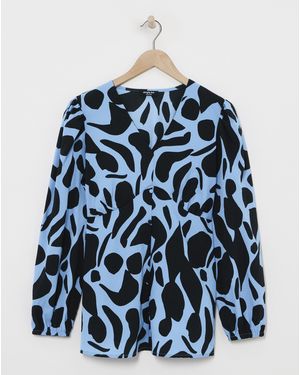 Simply Be Mock Button Blouse - Blue