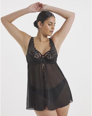 Simply Be Zebra Lace Babydoll - Black
