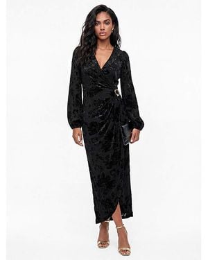 Lovedrobe Velvet Wrap Midaxi Dress - Black