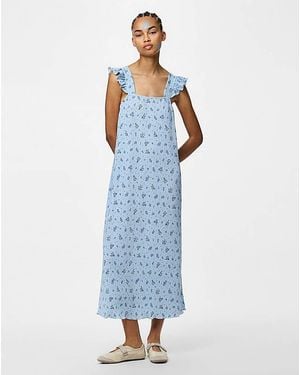Pieces Flora Strap Flounce Jersey Dress - Blue