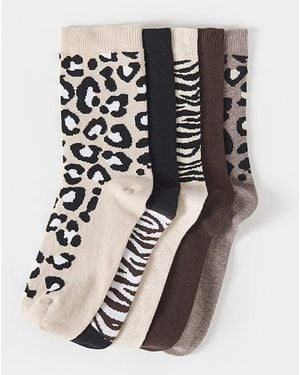 Pretty Secrets 5 Pack Ankle Socks-Wide Fit - Multicolour